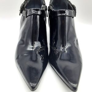 Nine West Womens Patent Leather Pumps Black Zip 8M